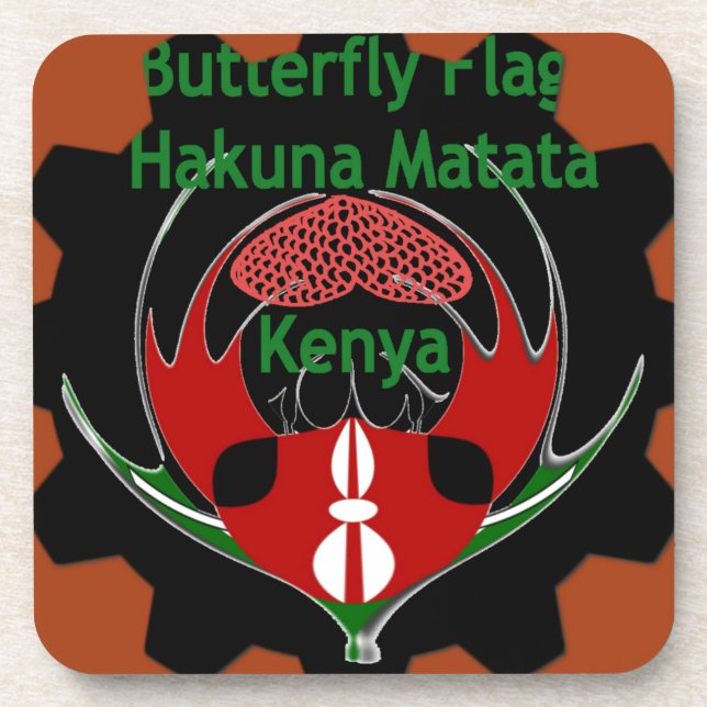 Posavasos Arte de Bandera de Mariposa de Kenia - Patriótico  (Frente)