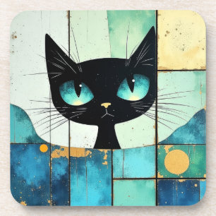 Posavasos Arte de bloques de gato negro