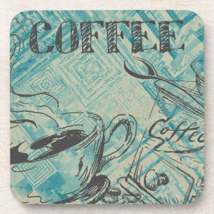 Posavasos Arte de café moderno boceto azul
