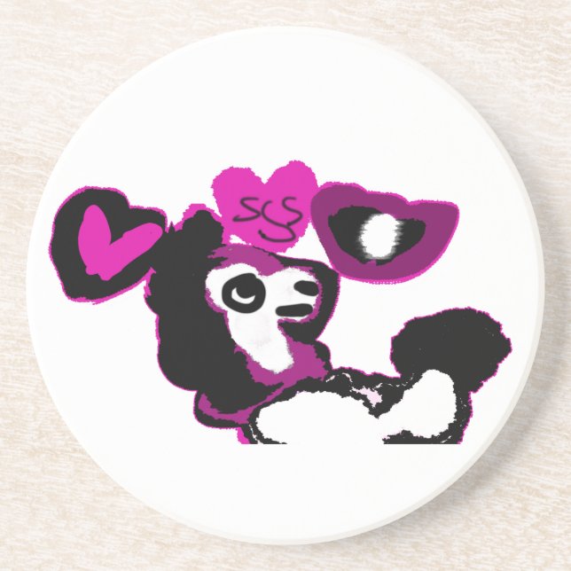 Posavasos arte de caniche púrpura (Frente)