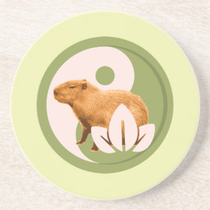 Posavasos Arte de capybara zen yin yang naturaleza pacífica