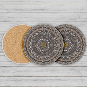 Posavasos Arte de caqui crocodylus porosus mandala