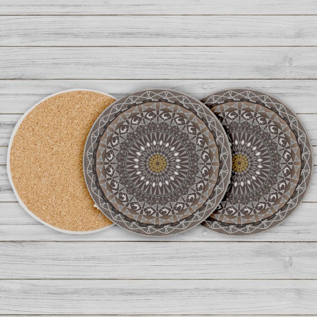 Posavasos Arte de caqui crocodylus porosus mandala (Subido por el creador)