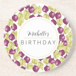 Posavasos Arte de color acuático de remolacha pintado a mano