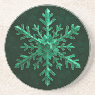 Posavasos Arte de copo de nieve de cristal esmeralda