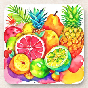 Posavasos Arte de dibujos animados de frutas tropicales