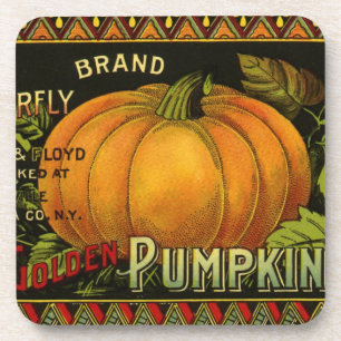 Posavasos Arte de etiqueta de lata antigua, calabaza vegetal