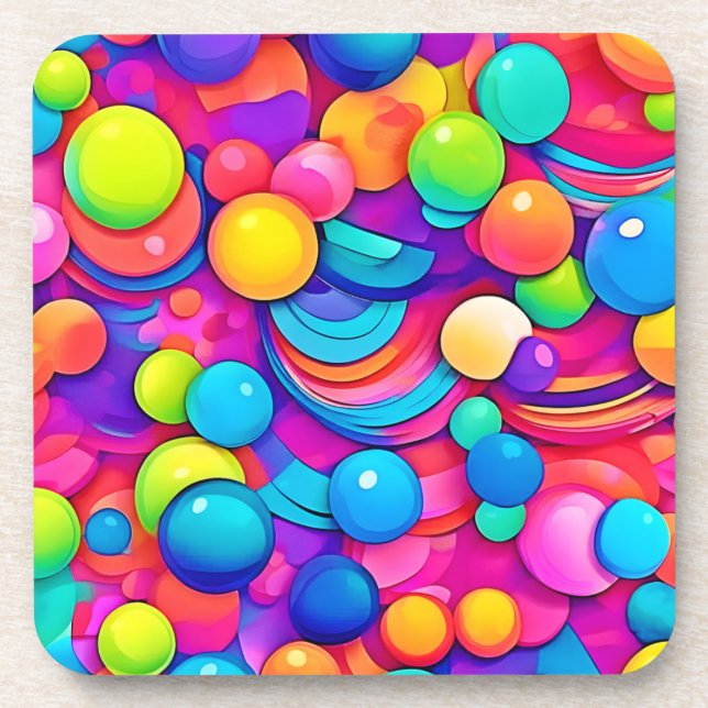 Posavasos Arte de explosión de burbujas en arco iris (Frente)