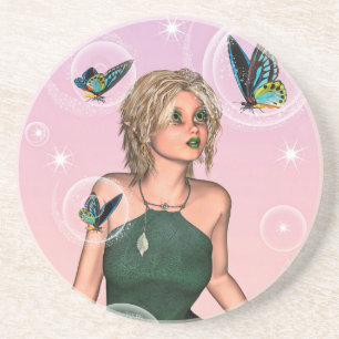 Posavasos Arte de fantasía de hada mariposa brillante