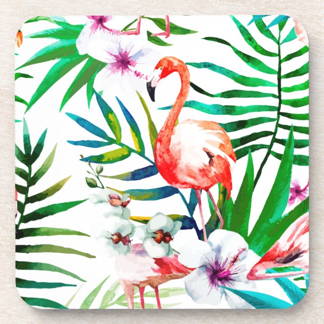 Posavasos Arte de flamingo tropical (Frente)
