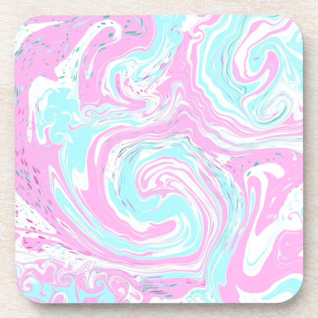 Posavasos Arte De Flauta De Mármol Azul Rosa Y Verde azulado (Frente)