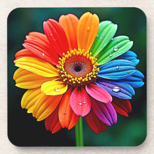 Posavasos Arte de Flor de Pétalo de Arcoíris