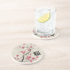 Posavasos Arte de flores de cerezo de estilo oriental