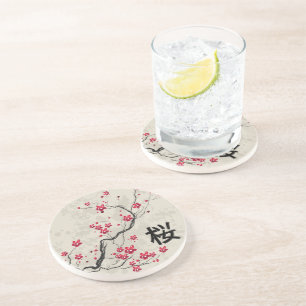 Posavasos Arte de flores de cerezo de estilo oriental