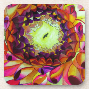 Posavasos Arte de flores originales abstracto de Purple Dahl