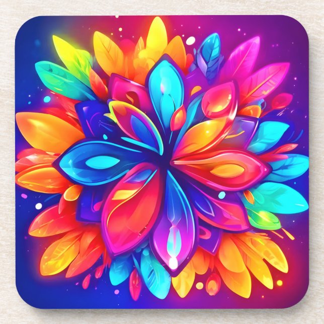 Posavasos Arte de flores psicodélicas (Frente)