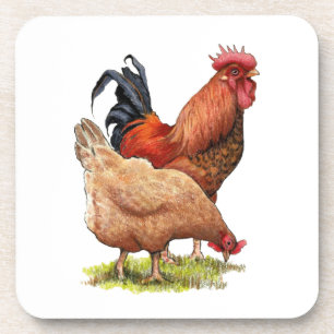 Posavasos Arte de gallina y gallo, aves de corral, animales 