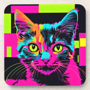 Posavasos Arte de Gatito Cyberpunk