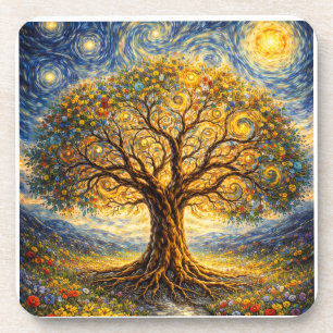 Posavasos arte de geometría sagrada árbol