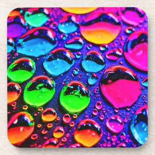 Posavasos Arte de gotas de agua de neón brillante