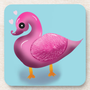 Posavasos Arte de guardería de patito rosa Kawaii lindo y co
