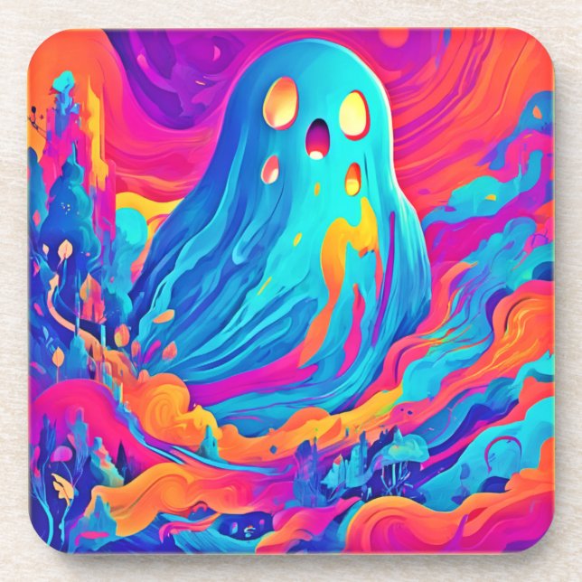 Posavasos Arte de Halloween fantasma espectral (Frente)