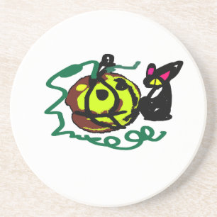 Posavasos Arte de Halloween para Gato Negro