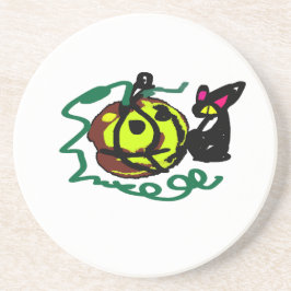 Posavasos Arte de Halloween para Gato Negro