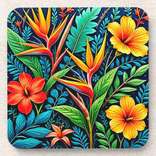 Posavasos Arte de Hojas Tropicales en Flor