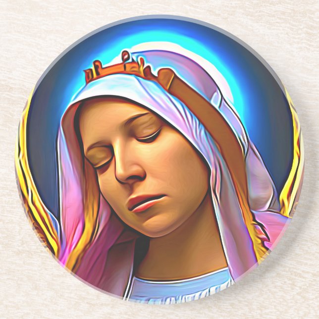 Posavasos Arte de IA de la bendita Virgen María (Frente)