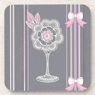Posavasos Arte de IA rosa y gris