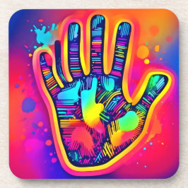 Posavasos Arte de impresión de cinco dedos y medio neón colo