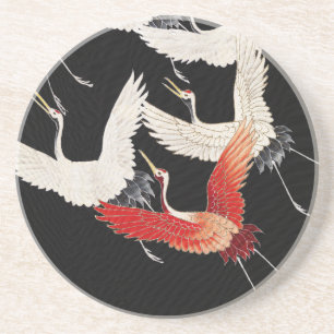 Posavasos Arte de Kimono Minimalista Zen Chinoiserie Grulla