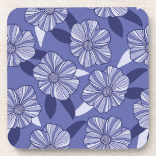 Posavasos Arte de la línea floral púrpura botánica