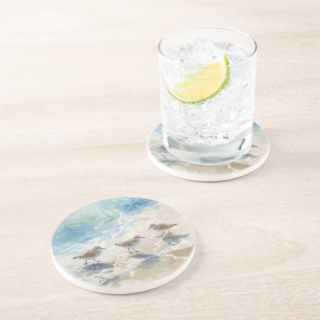 Posavasos Arte de la playa de Sandpipers (Lado)