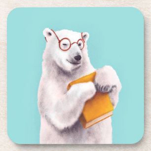 Posavasos Arte de lectura de oso polar - Lover libro