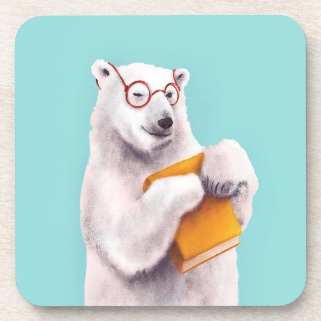 Posavasos Arte de lectura de oso polar - Lover libro (Frente)
