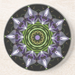 Posavasos Arte de Mandala de Floral Púrpura en Calidoscopio