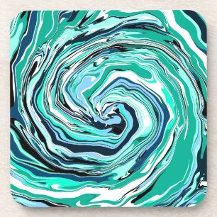 Posavasos Arte de mármol azul, Verde azulado, turquesa y bl