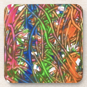 Posavasos Arte de mármol rosa, azul, verde, naranja