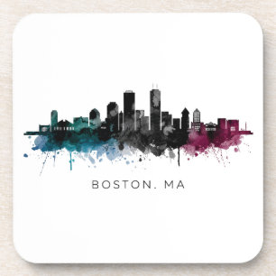 Posavasos Arte de Massachusetts Acuarela del horizonte de