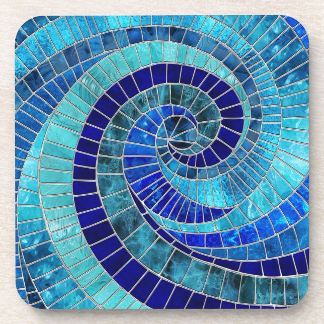 Posavasos Arte de mosaico en espiral oceánica (Frente)