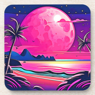 Posavasos Arte De Paisaje De La Playa De La Luna Rosa