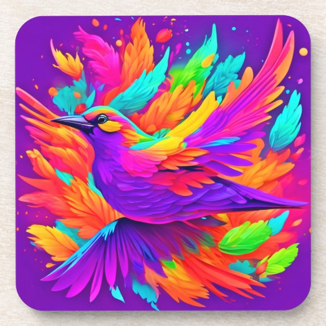 Posavasos Arte de pájaro colorido (Frente)