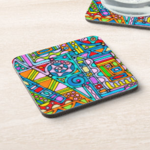 Posavasos Arte de patrón pintado a mano y digitalmente 53