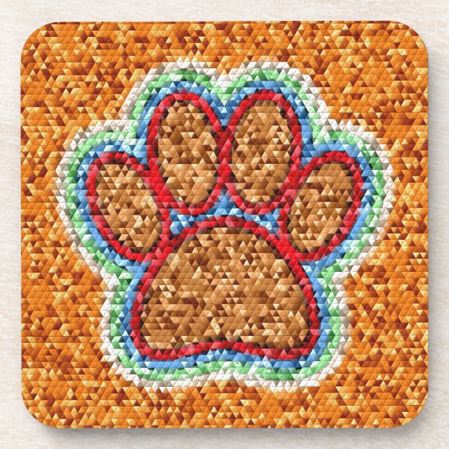 Posavasos Arte de Paw de Perro de Polo Bajo (Frente)