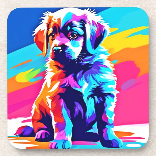 Posavasos Arte de perros con abrazo de arcoiris (Frente)