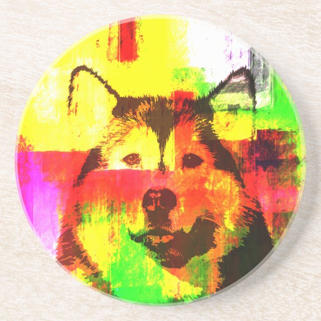 Posavasos Arte de perros Husky Siberiano (Frente)