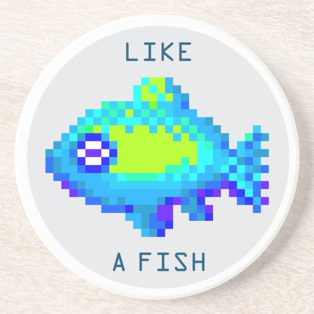 Posavasos Arte de píxel de 8 bits azul y verde (Frente)