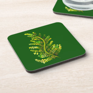 Posavasos Arte de plantas de hojas de helecho verde